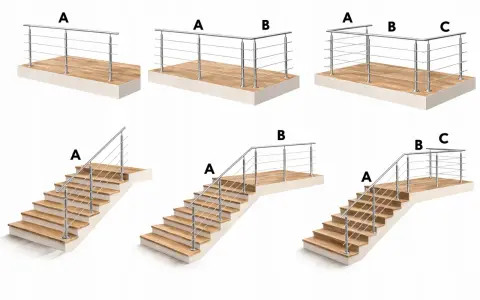 Różne modele balustrad ze stali nierdzewnej, proste i narożne, na taras i schody. Sprawdź balustrada wymiary.