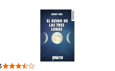 Resumen de "El reino de las tres lunas": una portada de libro de fantasía con tres lunas en un cielo estrellado.