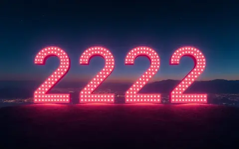 Neonowe cyfry 2222 na tle nocnego miasta. To symboliczny rok, który niesie ze sobą nowe możliwości i wyzwania.