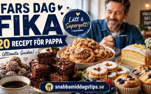 Fars dag fika med 20 recept för pappa. En härlig buffé med kanelbullar, kladdkaka, muffins och kakor. Perfekt för att fira världens bästa pappa!