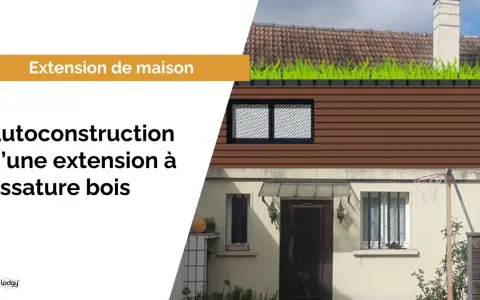 Extension de maison avec agrandissement à ossature bois, toiture végétalisée.