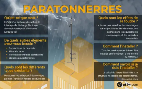 Un paratonnerre est un système de capture qui protège les bâtiments de la foudre. Il est obligatoire pour assurer la sécurité.