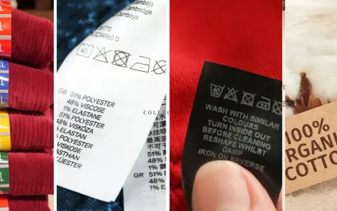 Metki odzieżowe z rozmiarami L, 3XL, S, XL. Czy to firma Mexx? Skład materiału: poliester, wiskoza, elastan. 100% bawełna organiczna.
