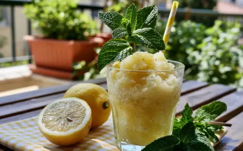 Un refrescante granizado de limón con menta, perfecto para aprender como hacer granizado casero.