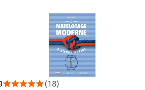 Couverture du livre "Matelotage Moderne & noeuds marins", montrant des cordages bleus et rouges noués.