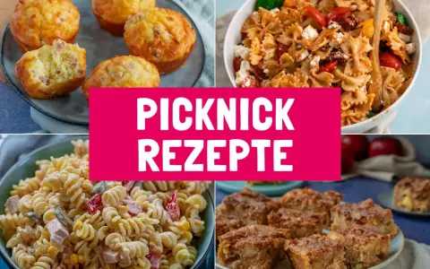 Herzhafte Muffins, Nudelsalat, Pasta-Salat und Apfelkuchen – tolle Picknick Ideen für jeden Geschmack.