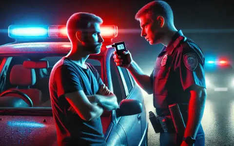 Policjant bada kierowcę alkomatem. Czy można odmówić badania alkomatem? Nie, w tej sytuacji nie można odmówić.