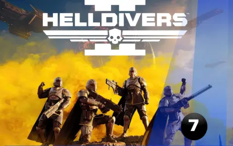 Żołnierze w zbrojach z gry Helldivers 2 pozują z bronią na tle kosmicznej mgławicy i statków.