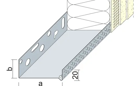 Detailansicht: WDVS Sockelprofil anbringen. Das Profil schützt die Dämmung und bildet die Basis für den Putz.