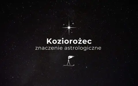 Gwiazdy nad głową, a na ekranie tekst "Koziorożec znaczenie astrologiczne". Symbolizuje to podróż przez kosmos i odkrywanie tajemnic znaku zodiaku Koziorożec.