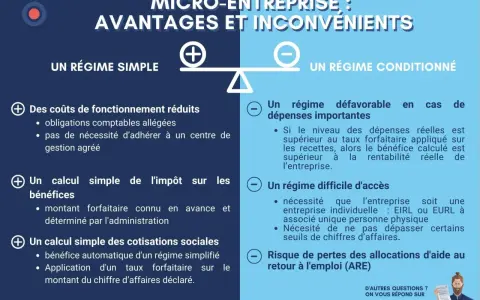 Avantage micro entreprise : régime simple avec coûts réduits et calculs simplifiés, mais régime conditionné avec dépenses importantes et accès difficile.