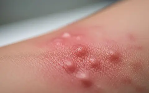 Pelle arrossata con vescicole, un esempio di dermatite da stasi. Si cercano rimedi della nonna per alleviare il prurito e l'infiammazione.