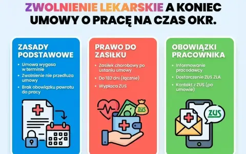 Zwolnienie lekarskie a umowa na czas określony. Informacje o zasadach, prawie do zasiłku i obowiązkach pracownika, gdy właściciel firmy jednoosobowej jest na zwolnieniu lekarskim.