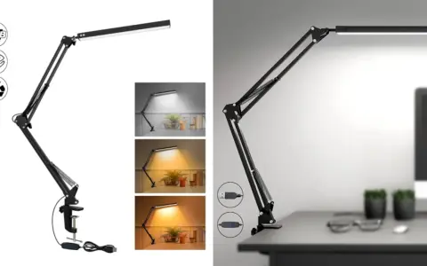 Lámpara LED articulada con clip, ideal para encontrar cual es la mejor luz para estudiar. Muestra diferentes tonalidades de luz.