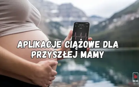 Ciężarna kobieta trzyma telefon z aplikacją ciążową, która pokazuje wykres tętna. Idealne narzędzie dla przyszłej mamy.
