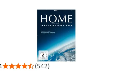 Copertina del home documentario "HOME" di Yann Arthus-Bertrand, con vista della Terra dallo spazio.