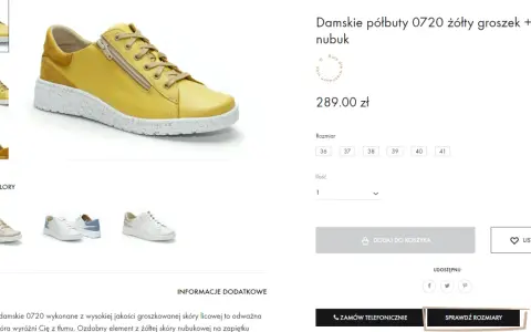Żółte półbuty damskie 0720. Rozmiar 38 to 25,5 cm. Idealne na co dzień.