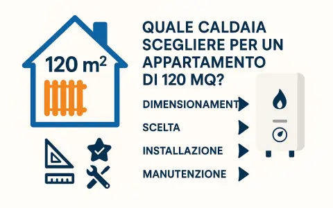 Guida per scegliere una caldaia a condensazione per un appartamento di 120 mq: dimensionamento, scelta, installazione e manutenzione.