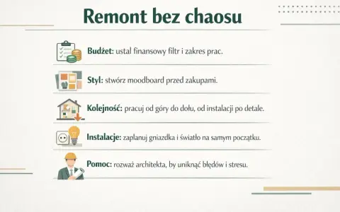 Jak zacząć remont mieszkania? Poradnik: budżet, styl, kolejność prac, instalacje i pomoc architekta.