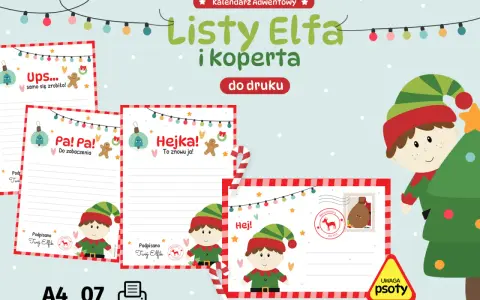 Zestaw do druku: listy i koperty od Elfa. Idealne do świątecznej zabawy i kreatywności.