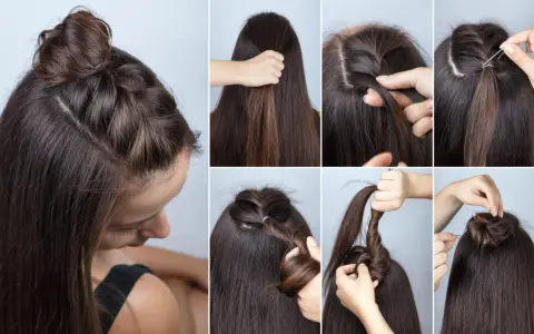 Schritt-für-Schritt-Anleitung für **flechtfrisuren einfach**: Ein süßer Half-Bun mit seitlichem Zopf, der im Handumdrehen gelingt.