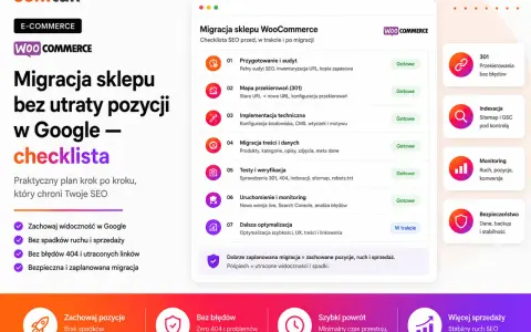 Checklista migracji sklepu WooCommerce. Plan krok po kroku, by zachować pozycje w Google. Jak w **golang switch case**, wybierasz ścieżkę, by uniknąć błędów 404 i utraty ruchu.