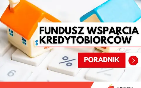Dwa domki na kalkulatorze. Tekst: FUNDUSZ WSPARCIA KREDYTOBIORCOW. PORADNIK.