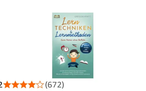Buchcover "Lerntechniken & Lernmethoden" von Gregor Kraft. Zeigt eine lächelnde Figur, die lernt, mit Tipps für effektive Lernmethoden.