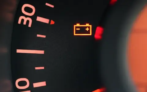 Spia della batteria accesa, un segnale che la batteria quasi scarica potrebbe lasciare a piedi.