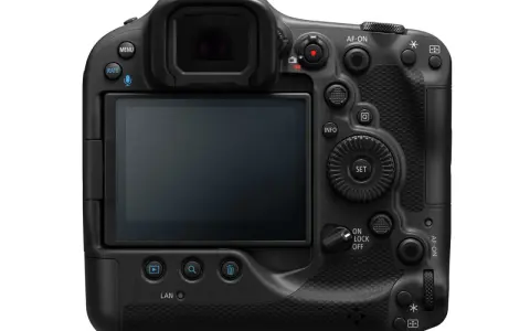 Tył profesjonalnego aparatu r3 canon z ekranem LCD, wizjerem i licznymi przyciskami sterującymi.