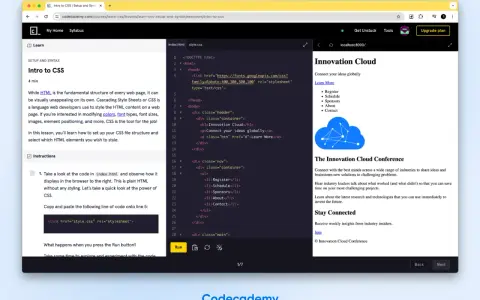 Aprende qué es CSS y cómo estiliza el contenido web. El código muestra un ejemplo de HTML y la línea para enlazar un archivo CSS.