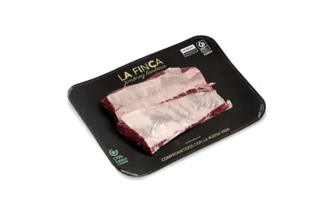 Carne de cerdo de La Finca Jiménez Barbero, envasada con menos plástico.