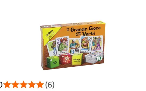 Il Grande Gioco dei Verbi: un divertente gioco di carte per imparare i verbi italiani giocando. Include dadi e carte illustrate.