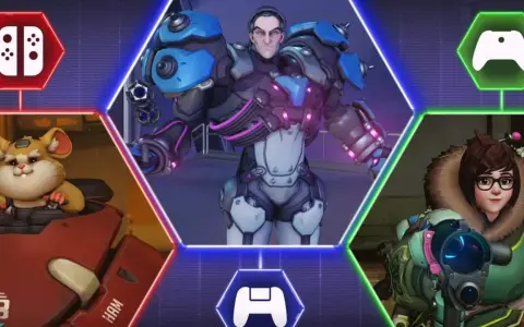 Overwatch 2 crossplay łączy graczy z różnych platform. Na obrazie widzimy Winstona, Me i Reinhardta, symbolizujących tę funkcję.