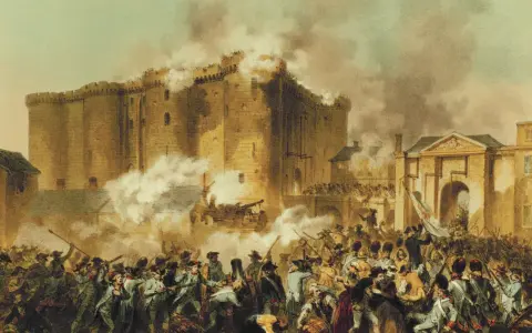 Sturm auf die Bastille, ein Schlüsselereignis, das den Beginn der Französischen Revolution markiert.