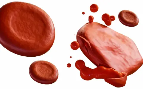 Rozpad czerwonych krwinek, czyli hemoliza. Co to jest? Obraz pokazuje uszkodzone erytrocyty i wypływającą z nich hemoglobinę.