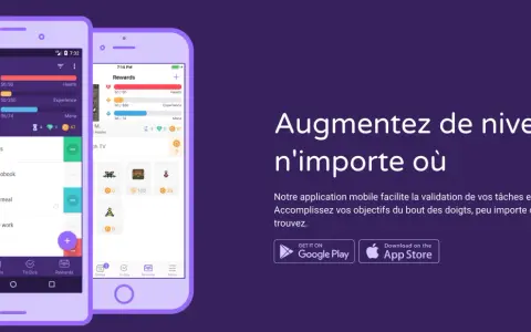 Application pour organiser sa journée gratuite. Gérez vos tâches, gagnez des récompenses et progressez dans votre vie comme dans un jeu.