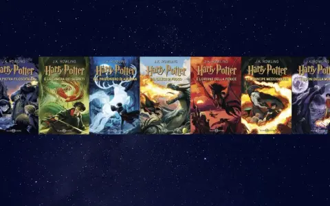 I sette libri di Harry Potter in ordine: dalla Pietra Filosofale ai Doni della Morte, con le iconiche copertine Salani.