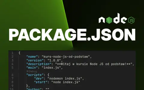 Plik package.json z kursu Node.js. Użyj `npm init` do stworzenia własnego.