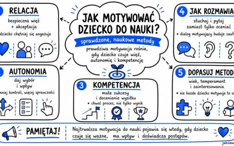 Jak motywować dziecko do nauki? 5 metod: relacja, autonomia, kompetencja, rozmowa, dopasowanie. Prawdziwa motywacja rośnie, gdy dziecko czuje więź, autonomię i kompetencję.