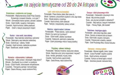 Placówki zapraszają na zajęcia tematyczne. Poznaj prawa i obowiązki dziecka, baw się i ucz.