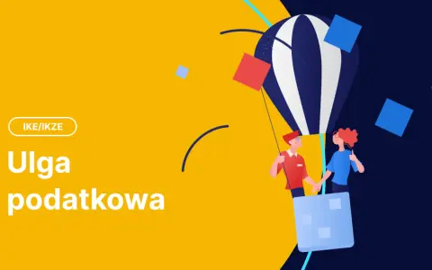 Para z koszem balonowym, symbolizująca ulgę podatkową z IKE/IKZE, unosi się w powietrze.