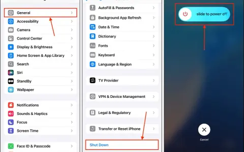 Instruktioner för att rensa historik iPhone: Gå till Inställningar > Allmänt > Stäng av.