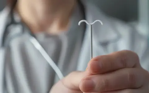 Lekarz pokazuje wkładkę domaciczną, omawiając zalecenia po jej założeniu.