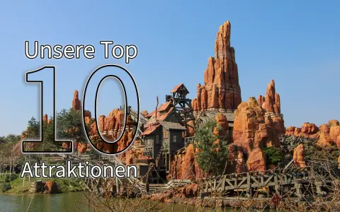 Disneyland Paris: Big Thunder Mountain mit Text "Unsere Top 10 Attraktionen".