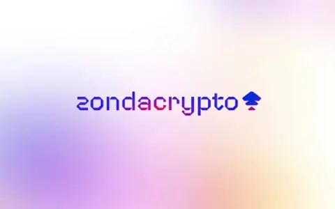 Zondacrypto opinie: logo z napisem "zondacrypto" i symbolem strzałki w górę na tle gradientu.
