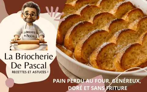 Un délicieux pain perdu au four, doré et généreux, prêt à être dégusté. La Briocherie de Pascal vous partage ses recettes.