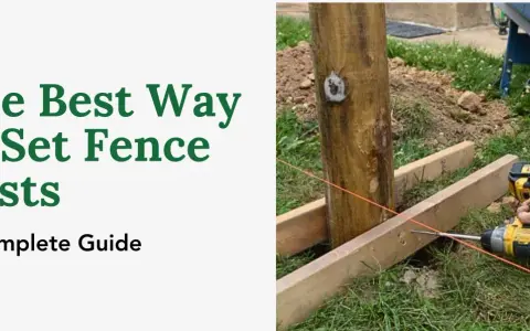 Learn how to install fence posts with this guide. A person uses a drill to secure wooden braces around a fence post.