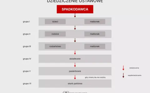Schemat dziedziczenia ustawowego po śmierci ojca: dzieci, rodzice, rodzeństwo, dziadkowie, pasierbowie, skarb państwa.