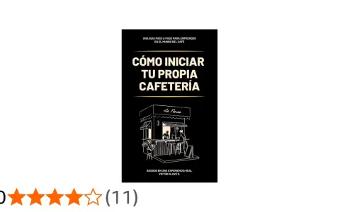 Guía para emprender tu cafetería en España. Ilustración de una cafetería "La Finca" con clientes.